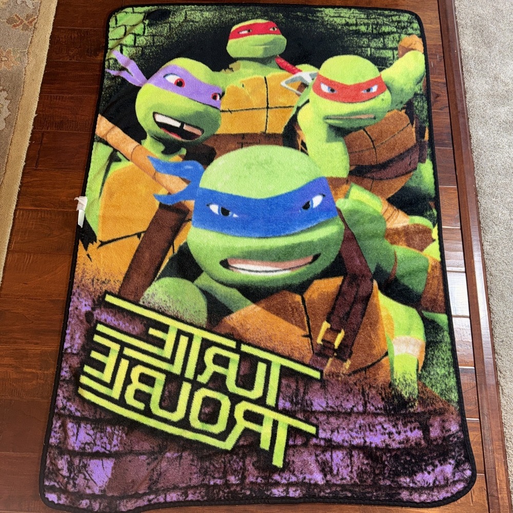 Turtle‎ Trouble Teenage Mutant Ninja Turtles Kids Blanket Fleece Throw 41"x58" - Picture 6 of 7